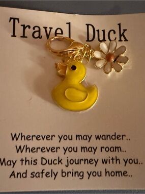 Travel Duck Yellow Duck & Daisy Keychain Charm